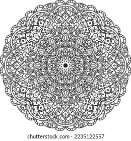 Mandala isolated on the white background.Doodle pattern.ornament design for coloring page