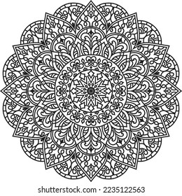 Mandala aislado en el fondo blanco.Patrón de doodle.diseño de ornamento para la página de color