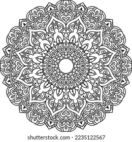 Mandala isolated on the white background.Doodle pattern.ornament design for coloring page