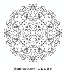 Mandala isolated on white. Round decorative ornament. Coloring book is anti-stress.