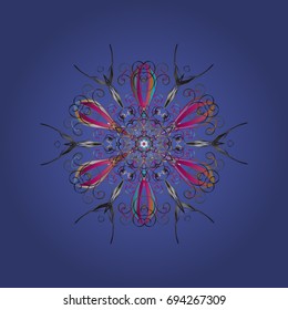 Mandala isolated. Snowflake ornament object. Snowflake ornament on a shadows lilac background.