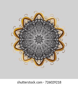Mandala isolated. Snowflake ornament object. Snowflake ornament Vector illustration. Snowflake ornament on a gray background.