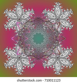 Mandala isolated. Snowflake ornament on a pink background. Snowflake ornament object. Snowflake ornament Vector illustration.