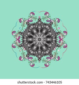 Mandala isolated. Snowflake ornament Vector illustration. Snowflake ornament on a blue background. Snowflake ornament object.