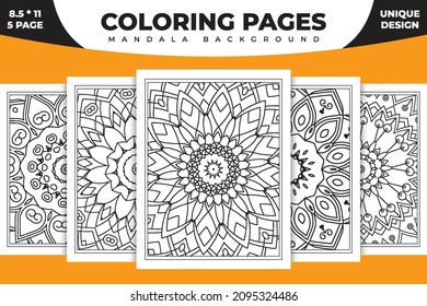 Mandala KDP coloring page design. Flower line art illustration. Mandala KDP coloring pages. Simple coloring page mandala background. Mandala pattern vector. Black and white coloring book pattern.