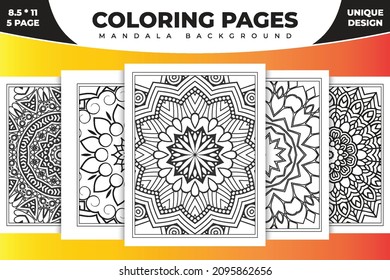 Mandala KDP coloring page design. Coloring page mandala background. Line art illustration. Mandala pattern vector. Mandala KDP coloring pages. Black and white floral coloring book pattern.