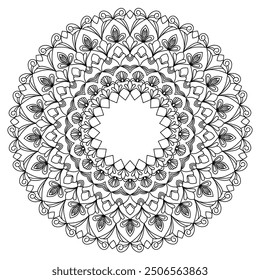 Mandala Kids kaleidoscope coloring book page for kdp book interior. Peaceful Petals, Ability to Relax, Brain Experiences, Harmonious Haven, Peaceful Portraits, Blossoming Beauty mandala design.