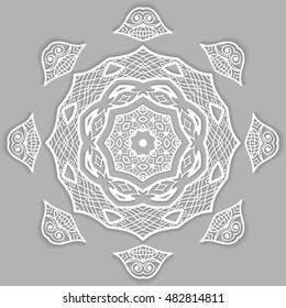 Mandala lace decoration, oriental pattern, isolated design element. Abstract geometric background Tribal ethnic floral mandala round ornament.