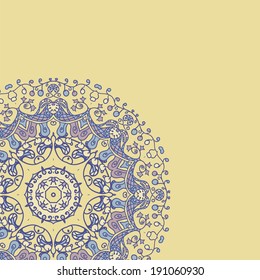 Mandala lace ornament. Vector background for card design.