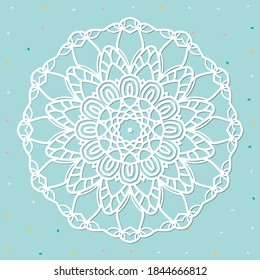 Mandala, doily de papel de encaje, patrón estampado, 3D, elemento redondo. Diseño de corte de papel, plantilla de corte láser. Encaje vintage con borde. La servilleta redonda floral para su diseño.	