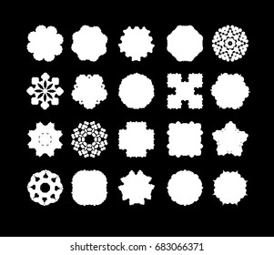 Mandala lace snowflake. Vector  black and white ornaments. Abstract white islamic flower. Vector henna design. 