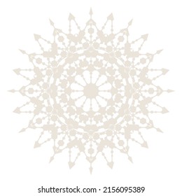 Mandala Lace Talisman Symbol Arabesque Oriental Icon Pattern Background. Abstract mandala Template. Round Line Silhouette Mandala Ornament.