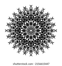 Mandala Lace Talisman Symbol Arabesque Oriental Icon Pattern Background. Abstract mandala Template. Round Line Silhouette Mandala Ornament.