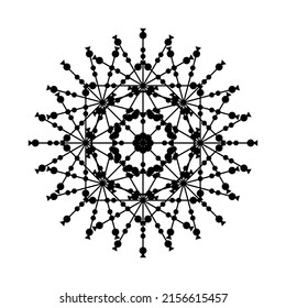Mandala Lace Talisman Symbol Arabesque Oriental Icon Pattern Background. Abstract mandala Template. Round Line Silhouette Mandala Ornament.
