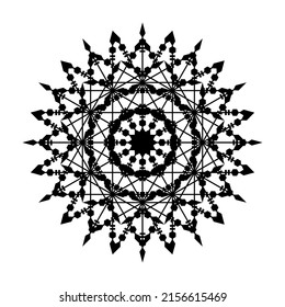 Mandala Lace Talisman Symbol Arabesque Oriental Icon Pattern Background. Abstract mandala Template. Round Line Silhouette Mandala Ornament.