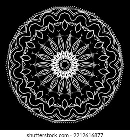 Mandala. Lacy Floral Round Ornament. Vector Ornamental Background. Textured Mandala With Flowery Ornament, Lacy Frame, Border. Ornamental Black And White Beautiful Design. Floral Pattern With Ropes.