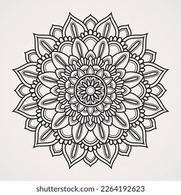 mandala with large petal flowers. suitable for henna, tattoos, coloring books