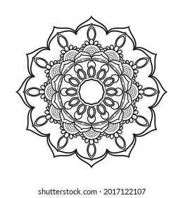 Mandala leaf black line vector background