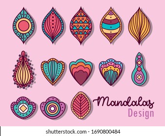 Mandala deja caer el diseño de plumas de adorno bohemico indio decoración retro meditación vintage henna textura árabe étnica y tema tribal Ilustración vectorial