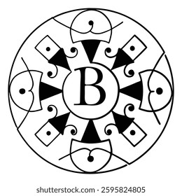 mandala letter B, letter B mandala design, 