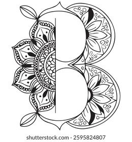 mandala letter B, letter B mandala design, 
