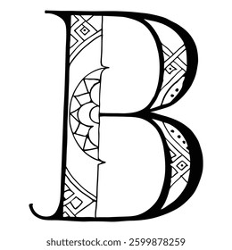 mandala letter B, letter B mandala design,