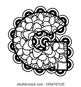 Mandala Letter G Monogram Doodle Font Coloring Book Page Printable Illustration