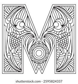 mandala letter M, letter M mandala design,