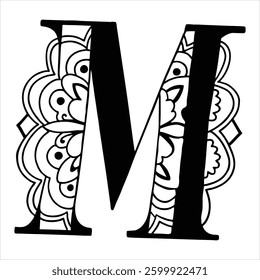 mandala letter M, letter M mandala design,