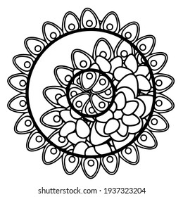 Mandala Letter O Monogram Doodle Font Coloring Book Page Printable Illustration