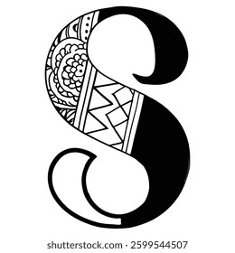 mandala letter S, letter S mandala design, 
