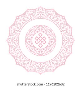 Mandala with life path. Circular figure representing the universe in Hindu and Buddhist. Logo emblem with blank space for name