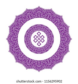 Mandala with life path, logo.Circular figure representing the universe in Hindu and Buddhist. 