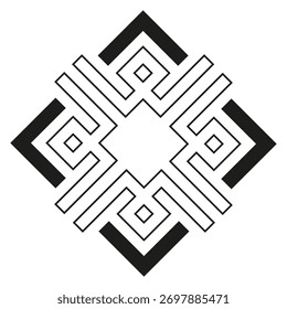 Mandala line art. Abstract vector ornament. Round black pattern. Ethnic circle texture. EPS 10.