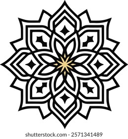 Mandala line art for anti-stress coloring book. Decorative flower round ornament. For Yoga print design,meditation poster,stickers,apparel.
