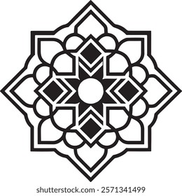 Mandala line art for anti-stress coloring book. Decorative flower round ornament. For Yoga print design,meditation poster,stickers,apparel.
