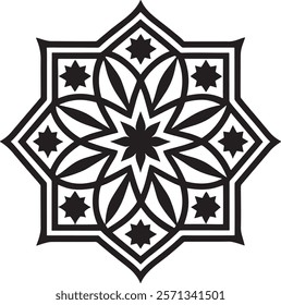 Mandala line art for anti-stress coloring book. Decorative flower round ornament. For Yoga print design,meditation poster,stickers,apparel.
