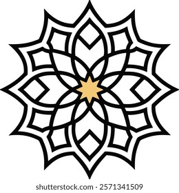 Mandala line art for anti-stress coloring book. Decorative flower round ornament. For Yoga print design,meditation poster,stickers,apparel.
