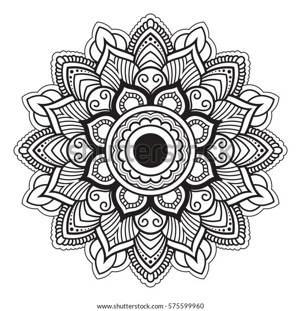 Mandala Line Art Antistress Coloring Book Stock Vector (Royalty Free ...