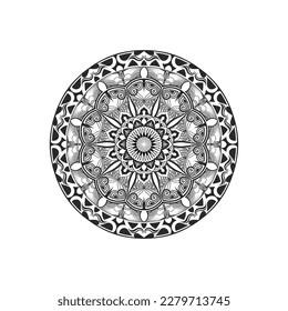 Mandala Line Art for coloring book.meditation Symbol pattern.anti-stress therapy.Ethnic decorative henna Tatto Elements.Islamic,Arabic, Indian,Ottoman motifs.hand drawn vector.Oriental line ornament