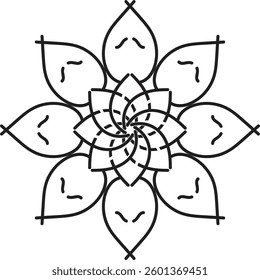 Mandala line art coloring page .