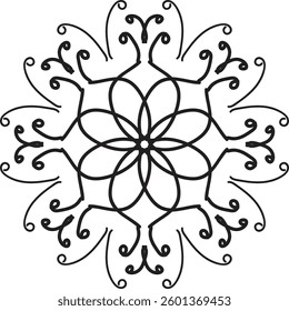 Mandala line art coloring page .