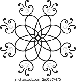 Mandala line art coloring page .