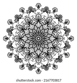 Mandala line art decoration for invitation , card or coloring page