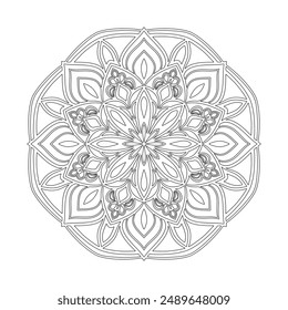 Vector de diseño de arte de línea de Mandala aislado sobre fondo blanco, diseño para un Fondo de pantalla Paint, ilustración Vector EPS 10