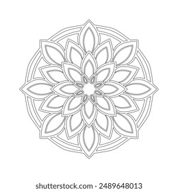 Mandala Line Art Design Vector  isolated on white background, Design for a wallpaper Paint, illustration Vector EPS 10