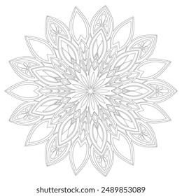 Mandala Line Art Design Vector  isolated on white background, Design for a wallpaper Paint, illustration Vector EPS 10
