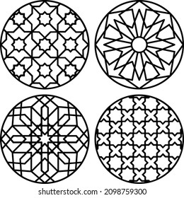 Patrón geométrico de arte de línea de Mandala