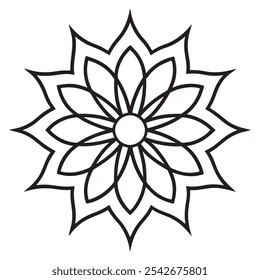 Mandala line art Silhouette ,Simple mandala design for coloring,mandala design, mandala pattern design with hand drawn.