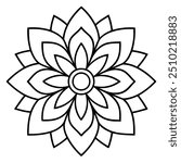 Mandala line art silhouette with white background